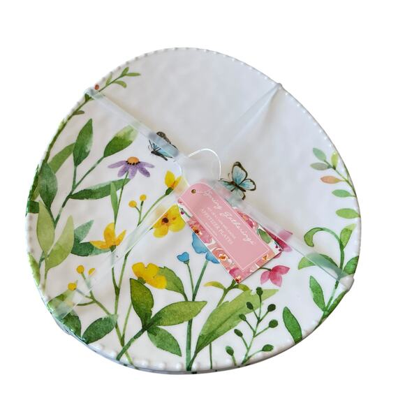 Spring Gatherings Floral Easter Egg Shaped Melamine Salad Plates 8" Set of 4 New - Picture 14 of 15